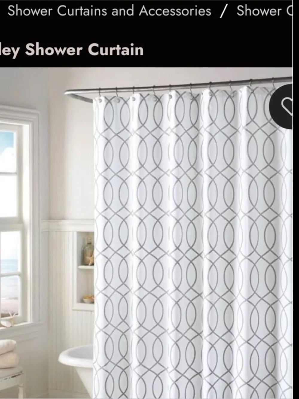 Style Lounge  Huntley Gray and White Geometric Fabric Shower Curtain